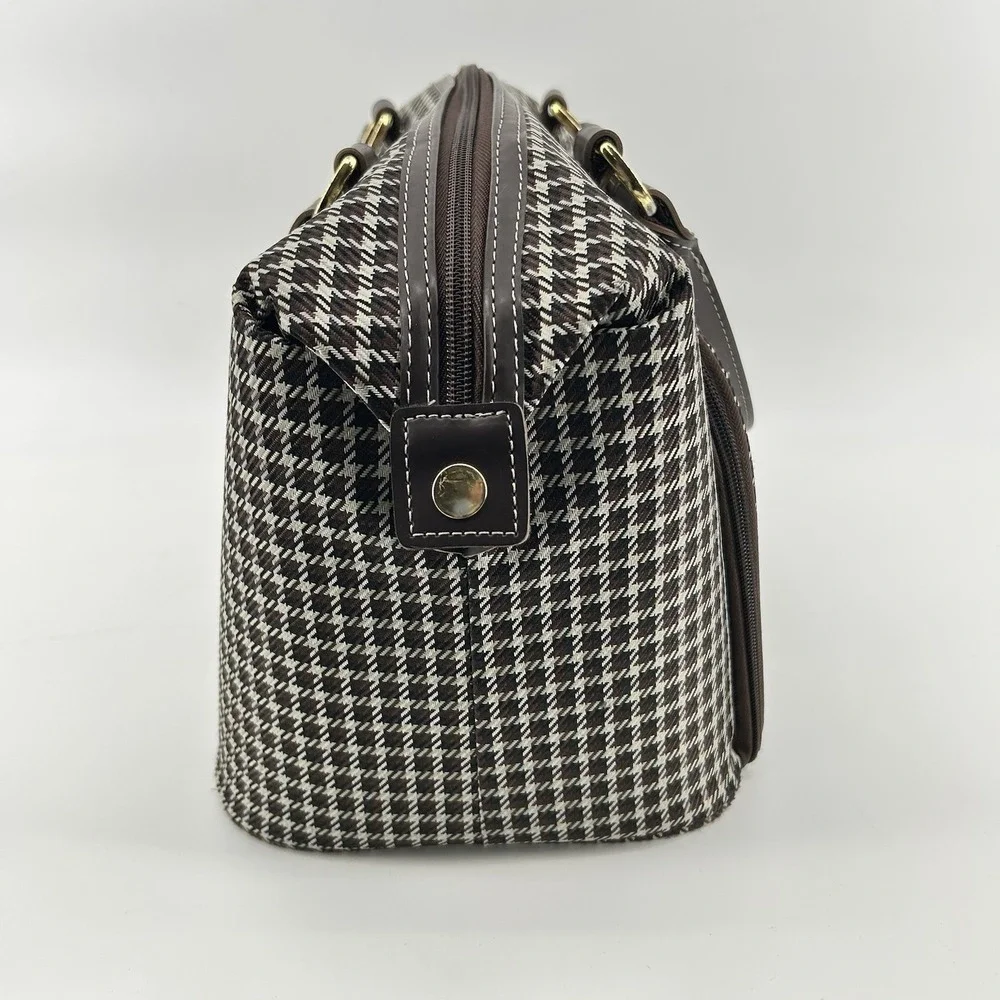 Towne London Fog Travel Duffel Bag Houndstooth Carry On Weekender Cabin Bag NWOT